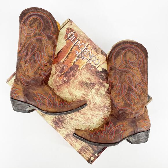 Old Gringo Lauren Brass Brown Multicolor Stitching Western Cowgirl Boot size 8.5 - Picture 1 of 14